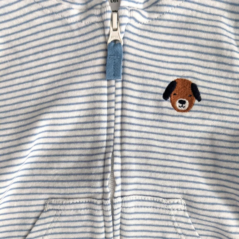 Carter's Striped Long Sleeve Hoodie With Dog